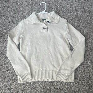 Lauren‎ Jeans Company Ralph Lauren Collared Brass Buckle Cotton Pullover Sweater